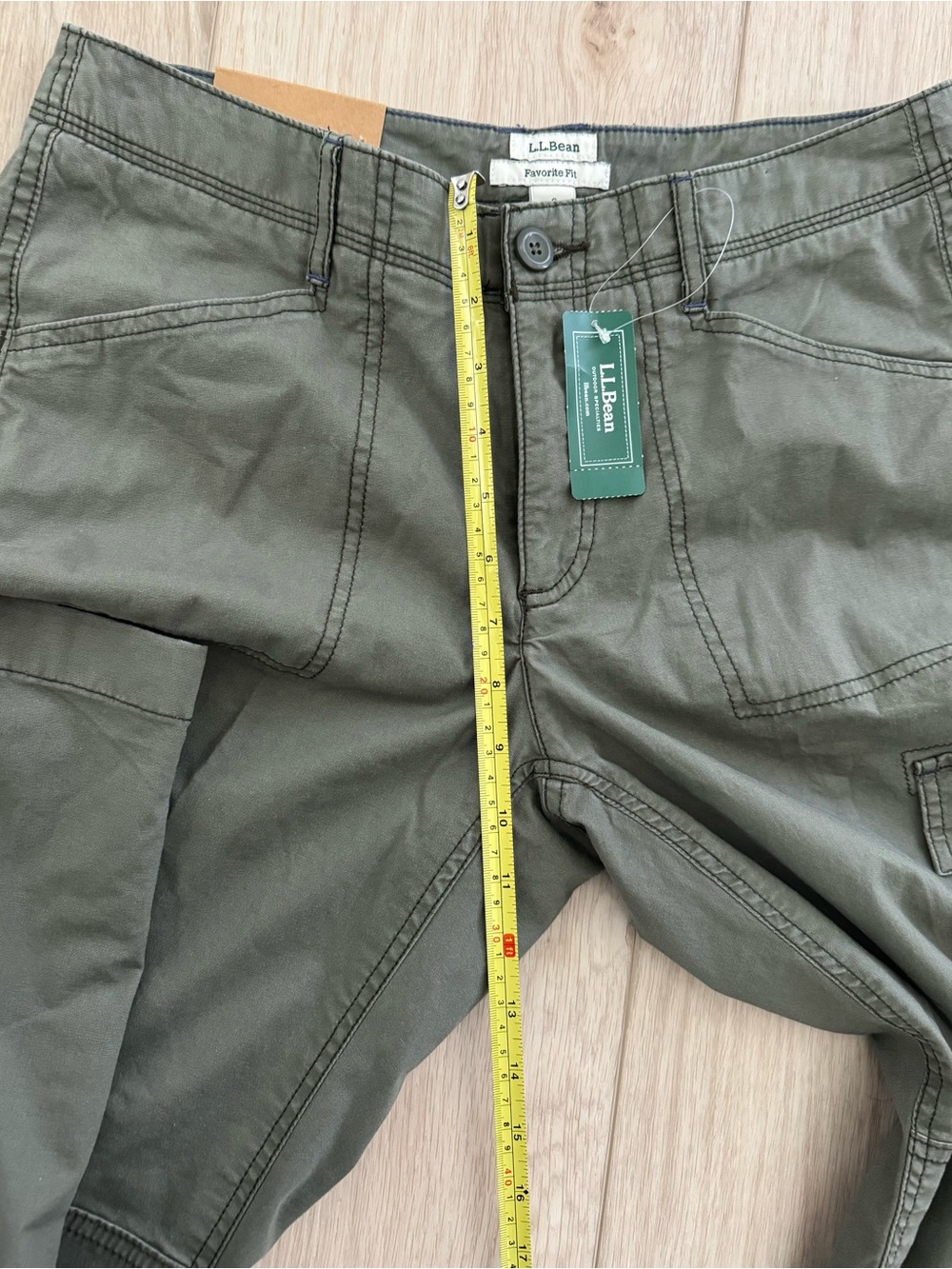 L.L.Bean Women’s stretch flannel lined cargo pants dusty olive green New 6 NWT! - Picture 11 of 16